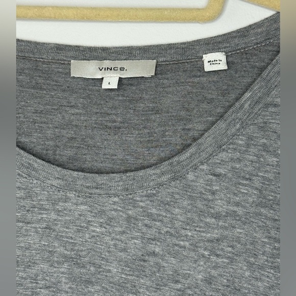Vince Scoop Neck Grey T-Shirt Dress – Side Tie, Size Large - Picture 4 of 11